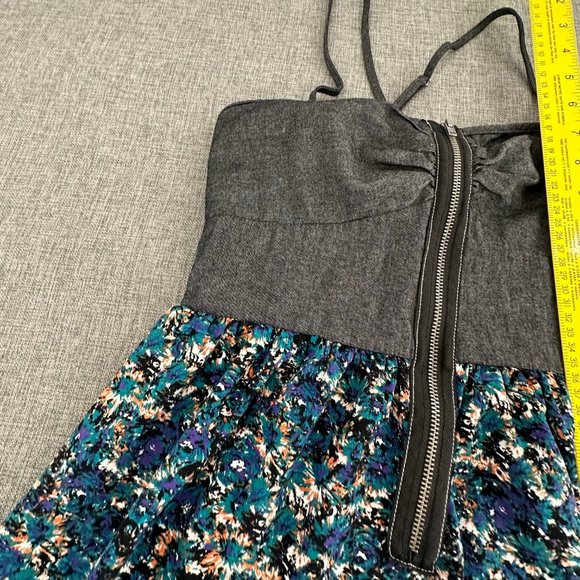 Johnny Martin Dress Spaghetti Straps Zipper Front Gray Teal Blue Small‎ Stretch - Picture 6 of 15